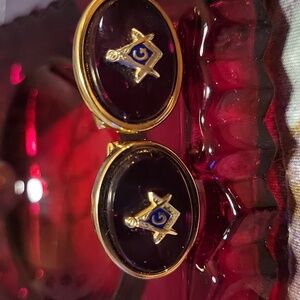 Gold and Ruby Masonic Cufflinks